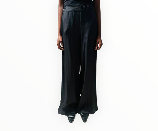 Jac + Jack Silk Wide Leg Pants - Black - Size AU12