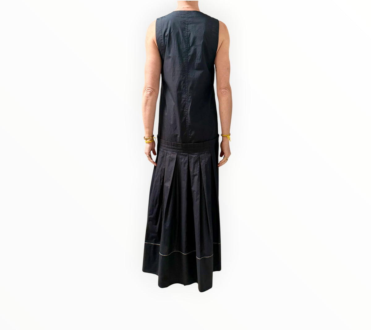 RT006349 - Lee Mathews V-Neck Poplin Tank Dress - Black - Size 1