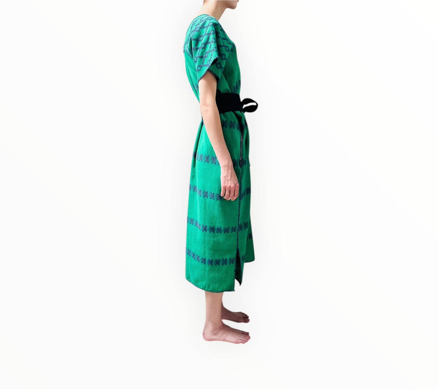 Pippa Holt Kaftan No.97 with Belt - Green/Navy - Size O/S