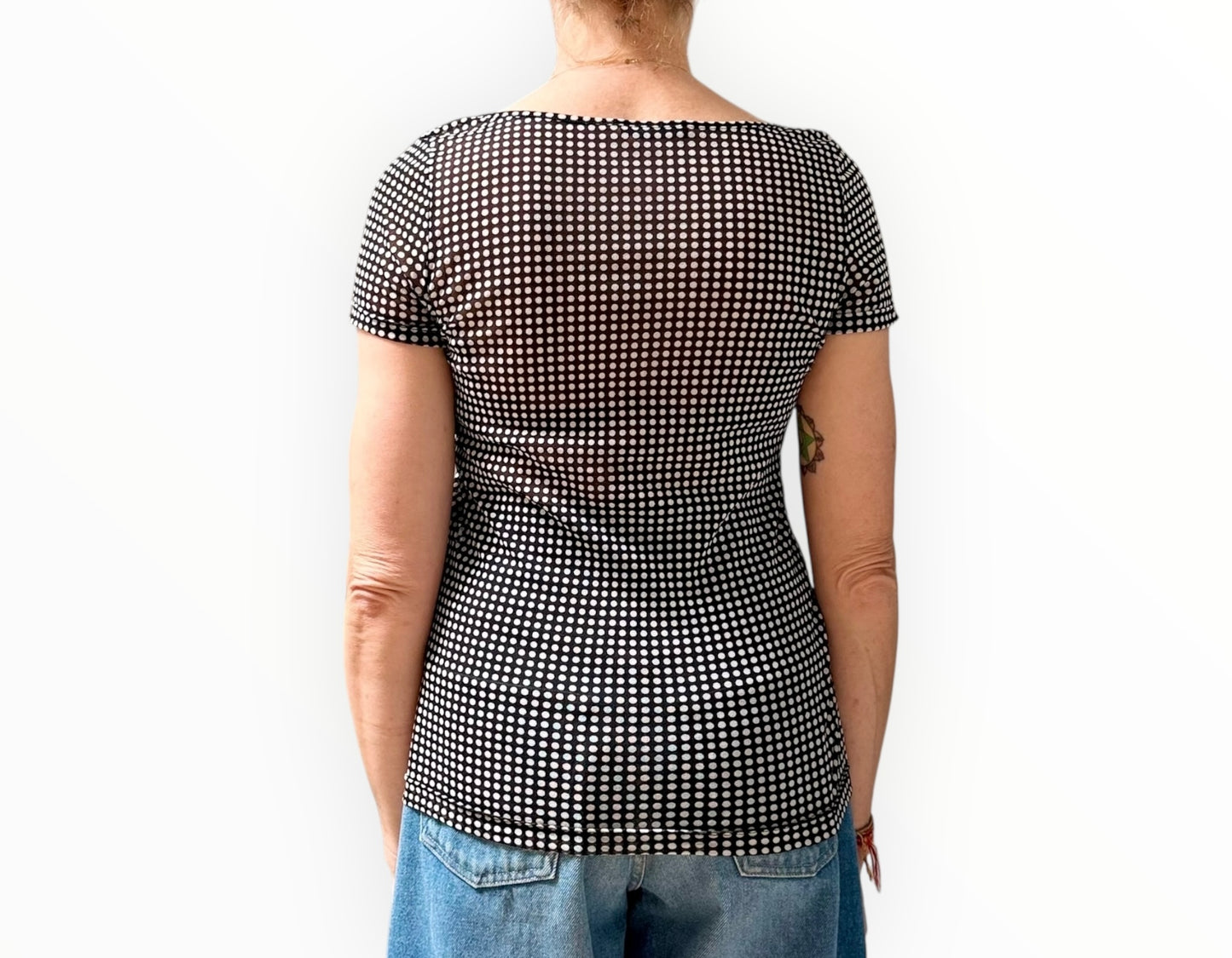 Vivienne Tam Polka Dot Mesh Top - Black/White - Size S