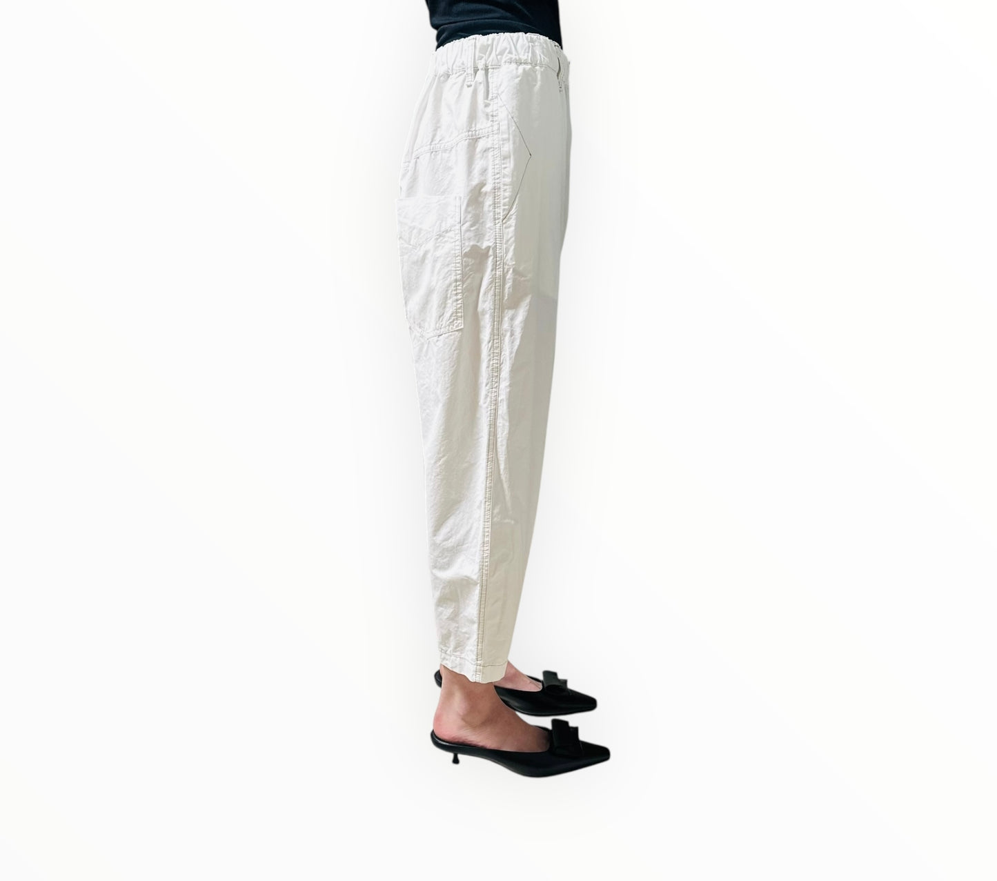Bassike Contrast Stitch Pants - White - Size 1