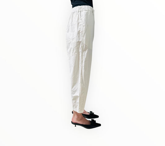 Bassike Contrast Stitch Pants - White - Size 1