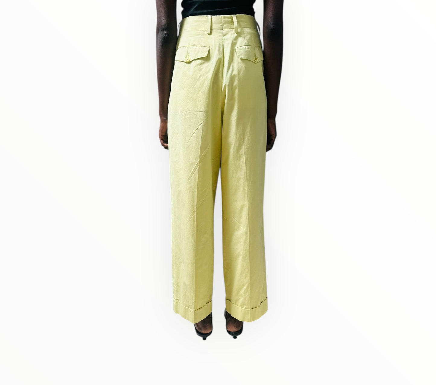 Dries Van Noten Pleated Front Pants - Yellow -Size 38