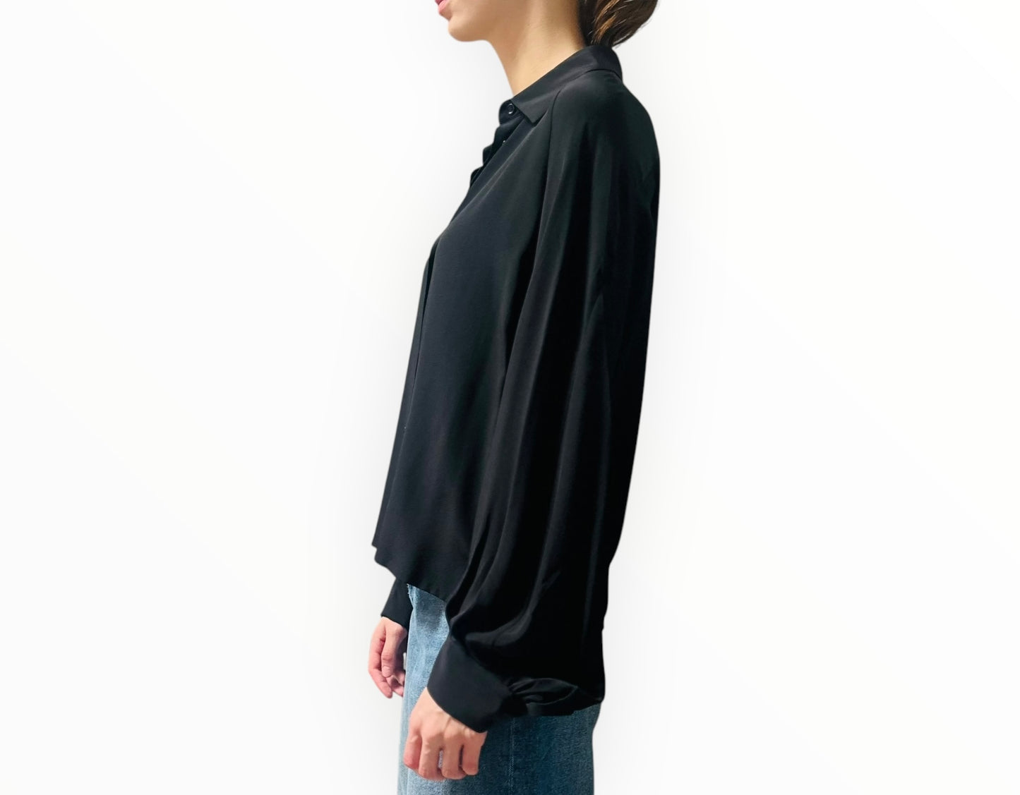 Scanlan Theodore Cropped Silk Shirt - Black - Size 10