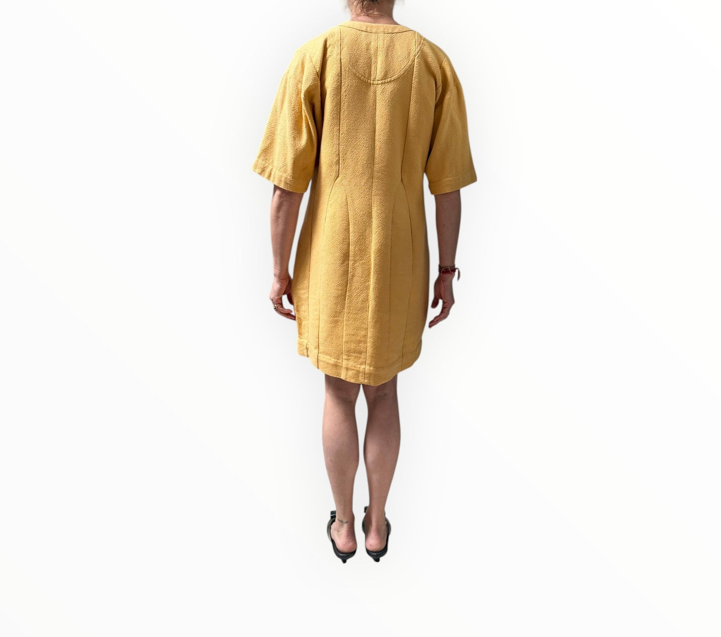 Lucy Folk Panelled Tunic Style Mini Dress - Yellow - Size S/M