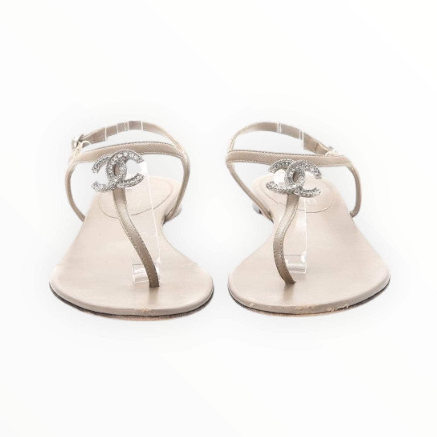 Chanel Thong Sandals with CC Logo - Beige - Size 39