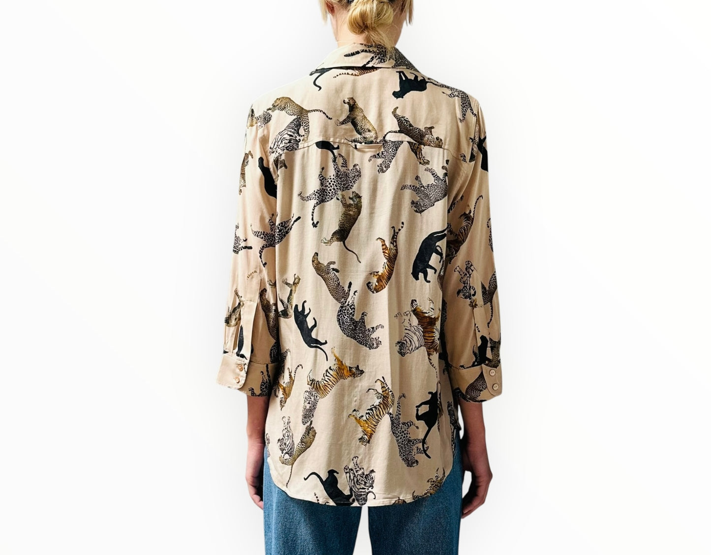 L'Agence Camille 3/4 Sleeve Shirt - Animal - Size M
