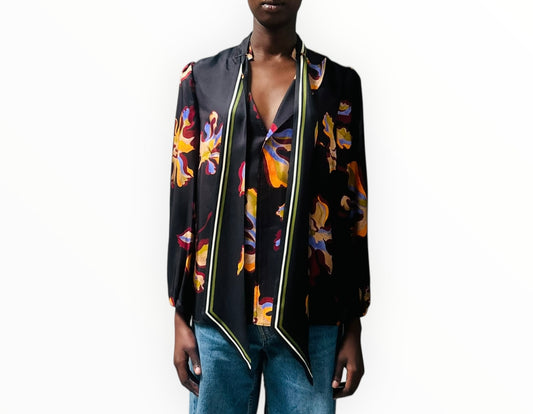 Dorothee Schumacher Graphic Floral Print Shirt - Black Multi - Size 3