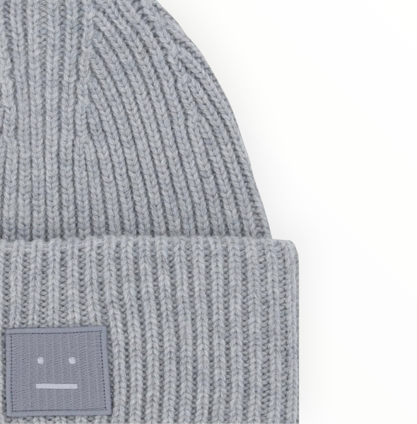 Acne Studios Face Logo Beanie- Grey - Size OS