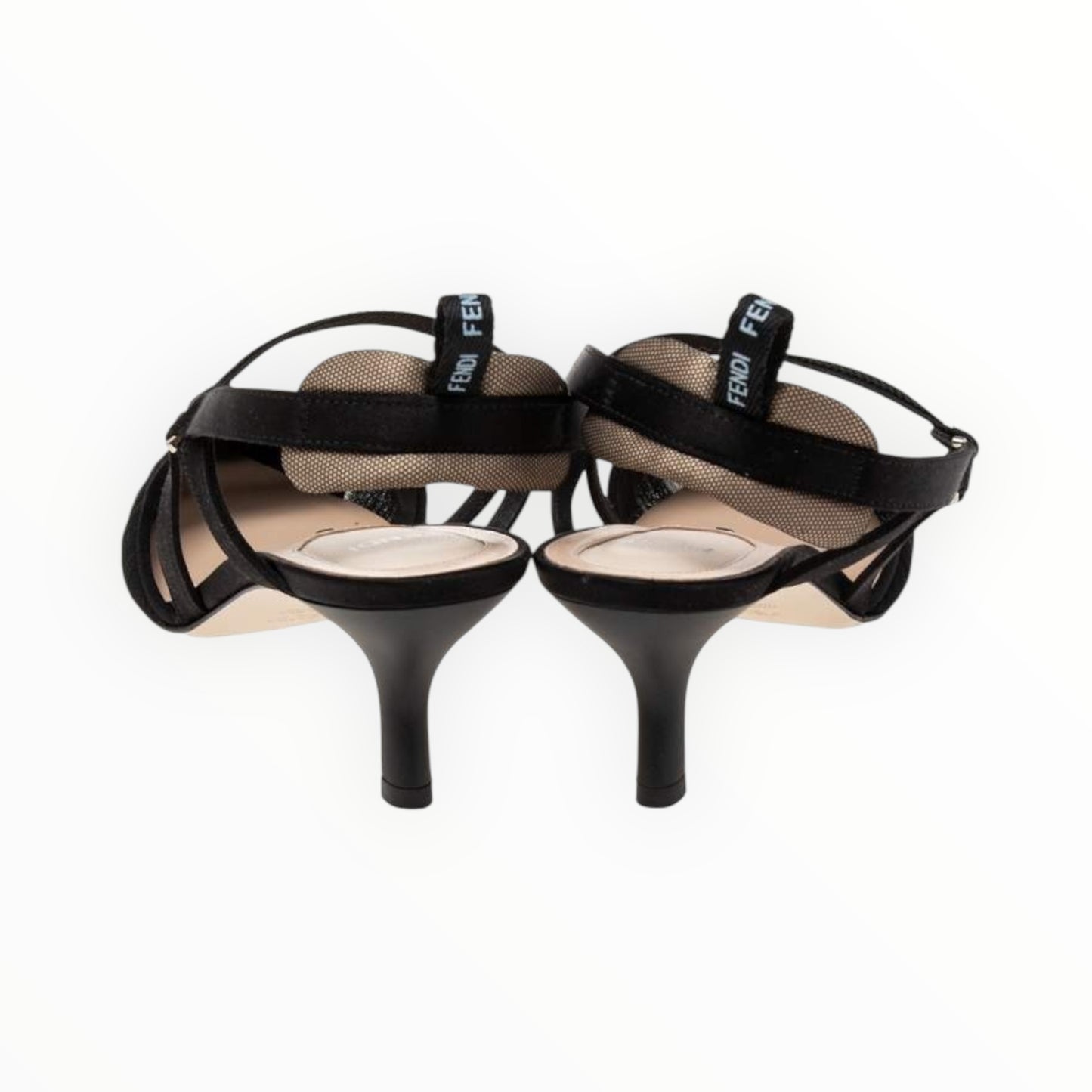 Fendi Lace and Leather Colibri Lite Slingback Pumps - Black - Size 36