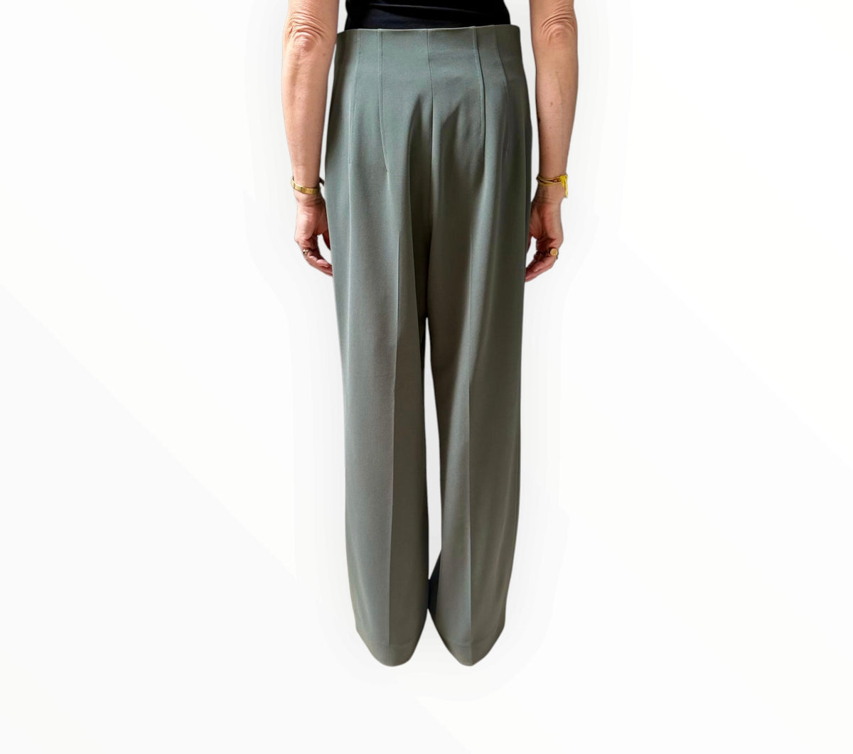 RT006378 - Scanlan Theodore High Waisted Flat Front Pants -Dark Sage - Size AU10