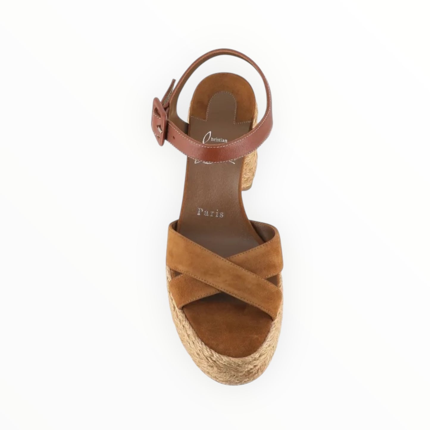 Christian Louboutin Calakala 70 Leather and Suede Platform Sandals - Tan - Size 39