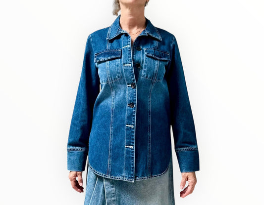 Wynn Hamlyn Long Line Denim Shirt - Blue - Size 8