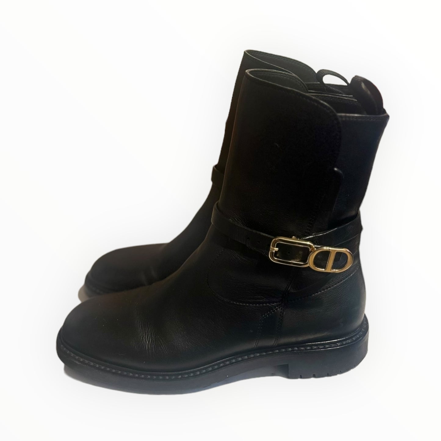 Dior Calfskin Empreinte Ankle Boots - Black - Size 37.5