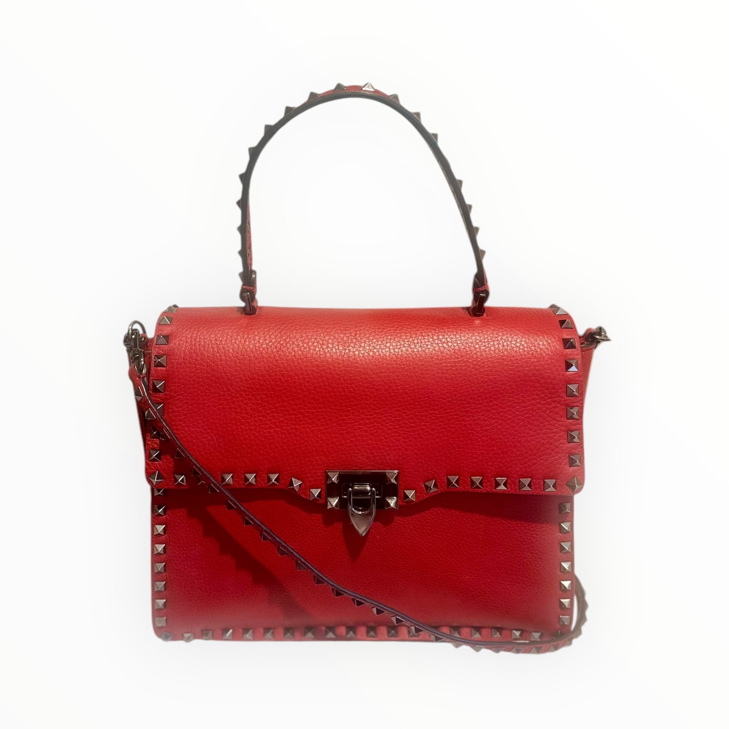 Valentino Vitello Rockstud Flap Bag - Red