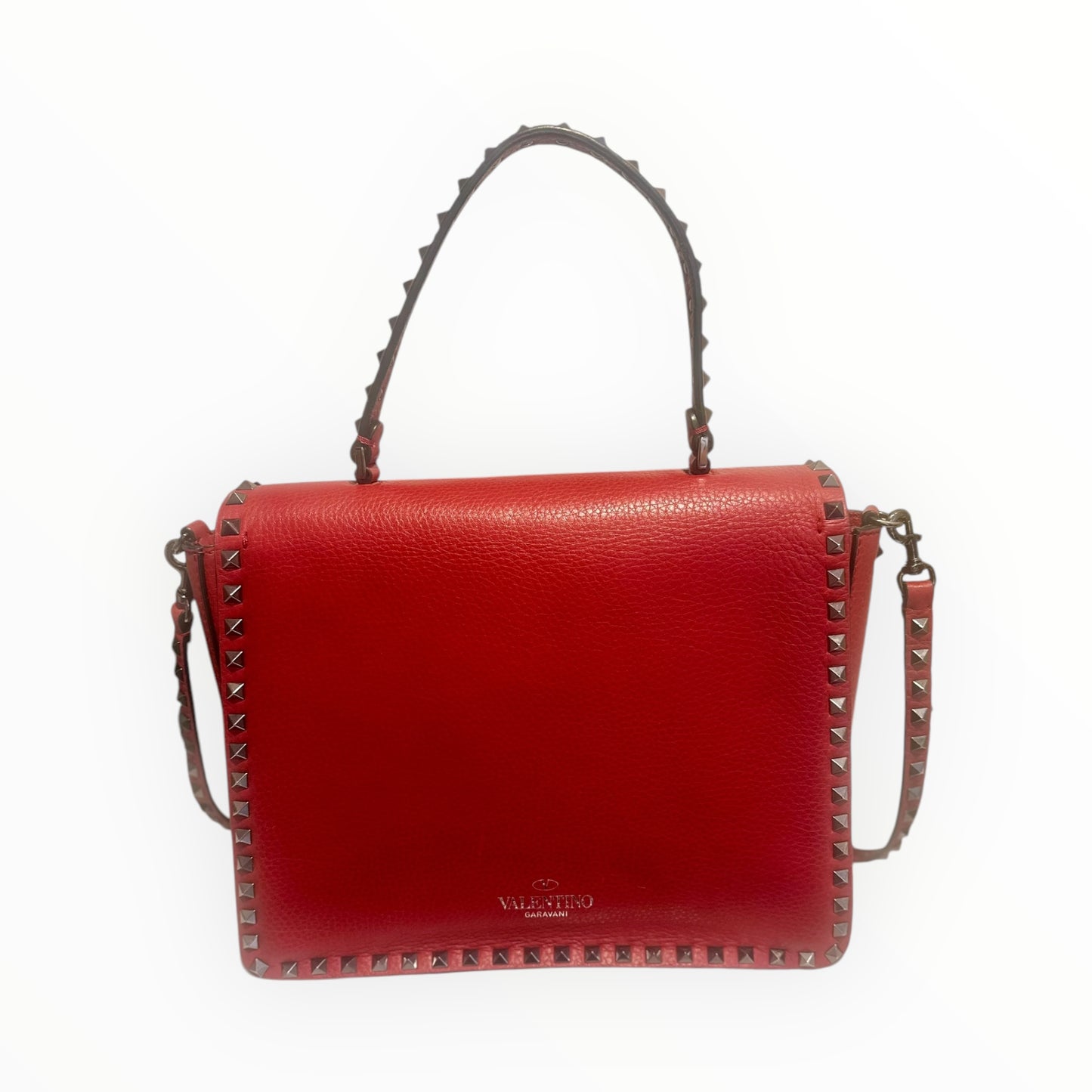 Valentino Vitello Rockstud Flap Bag - Red