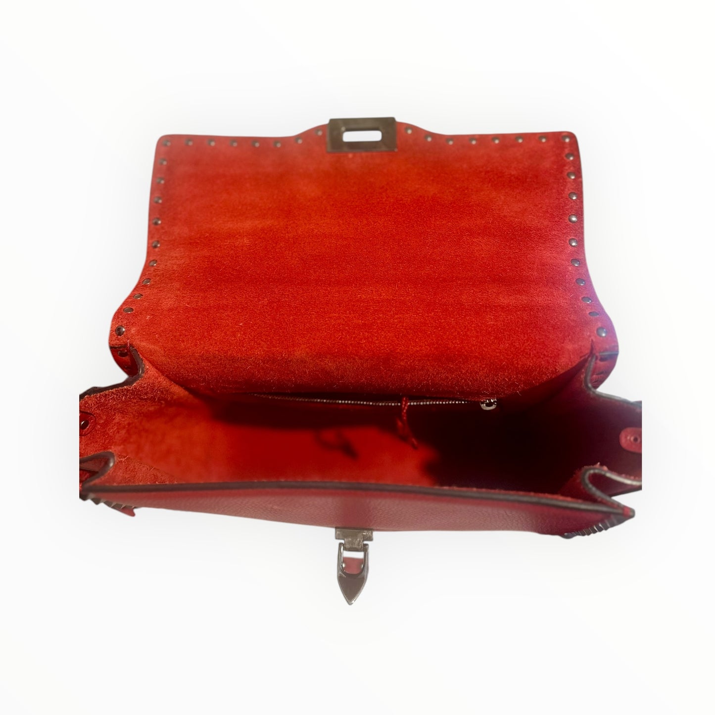 Valentino Vitello Rockstud Flap Bag - Red