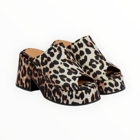 Ganni Platform Leopard Print Mules - Multi - Size 39