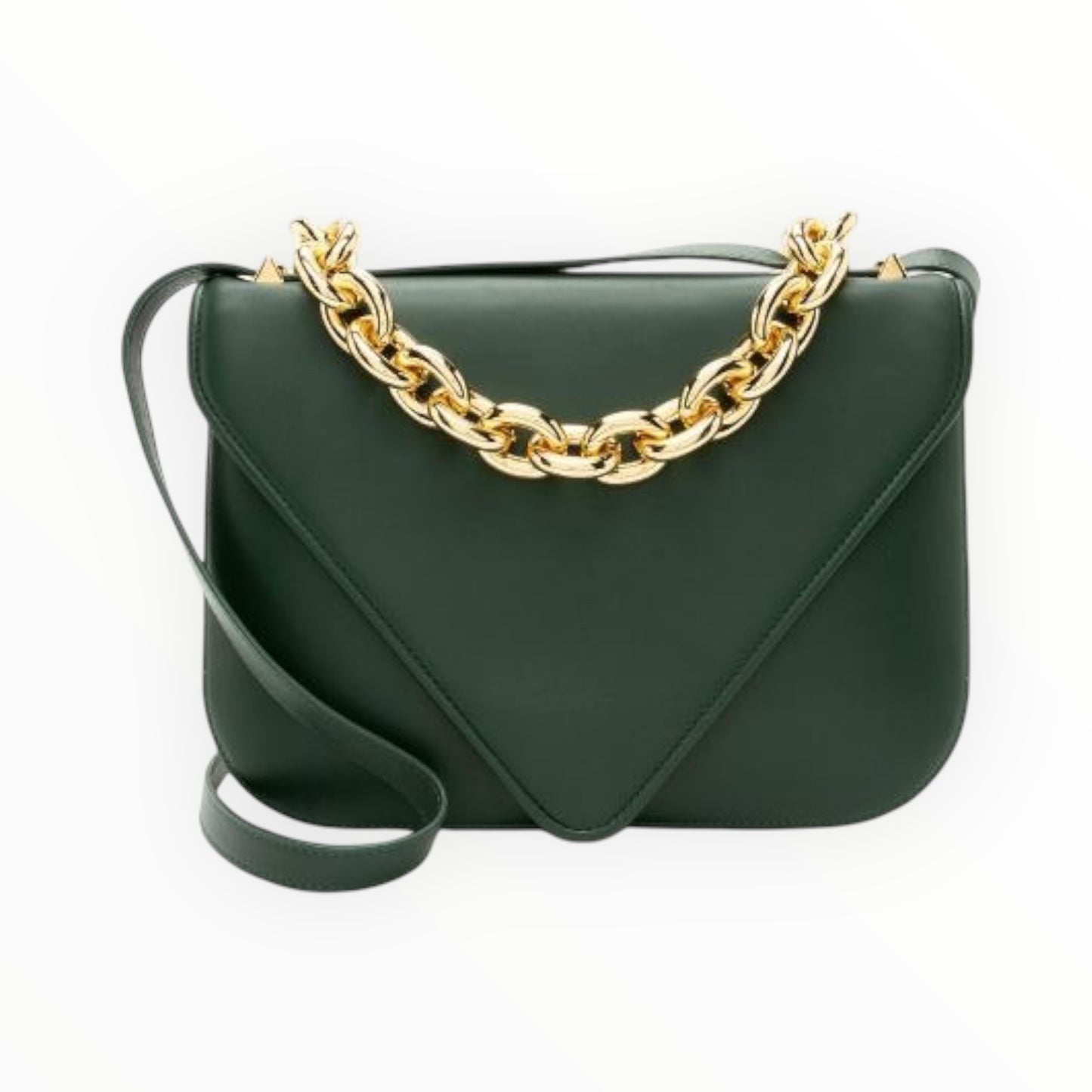 Bottega Veneta Mount Envelope Shoulder Bag - Forest Green - Size W27cm x H20cm x D4cm