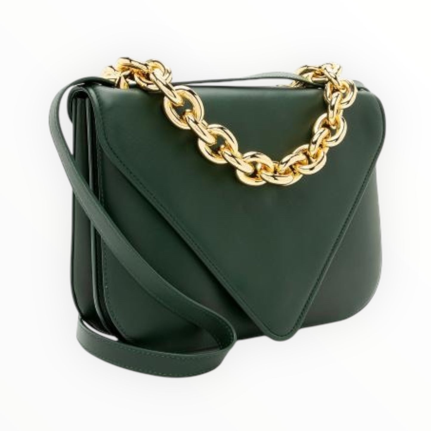 Bottega Veneta Mount Envelope Shoulder Bag - Forest Green - Size W27cm x H20cm x D4cm