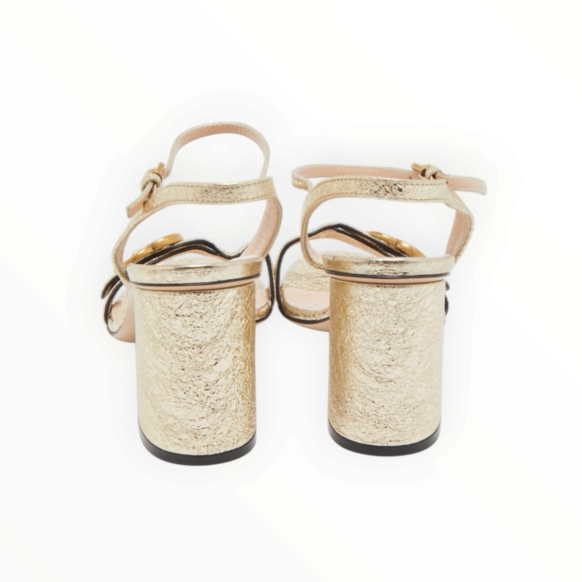 Gucci GG Block Heel Sandals - Gold - Size 39