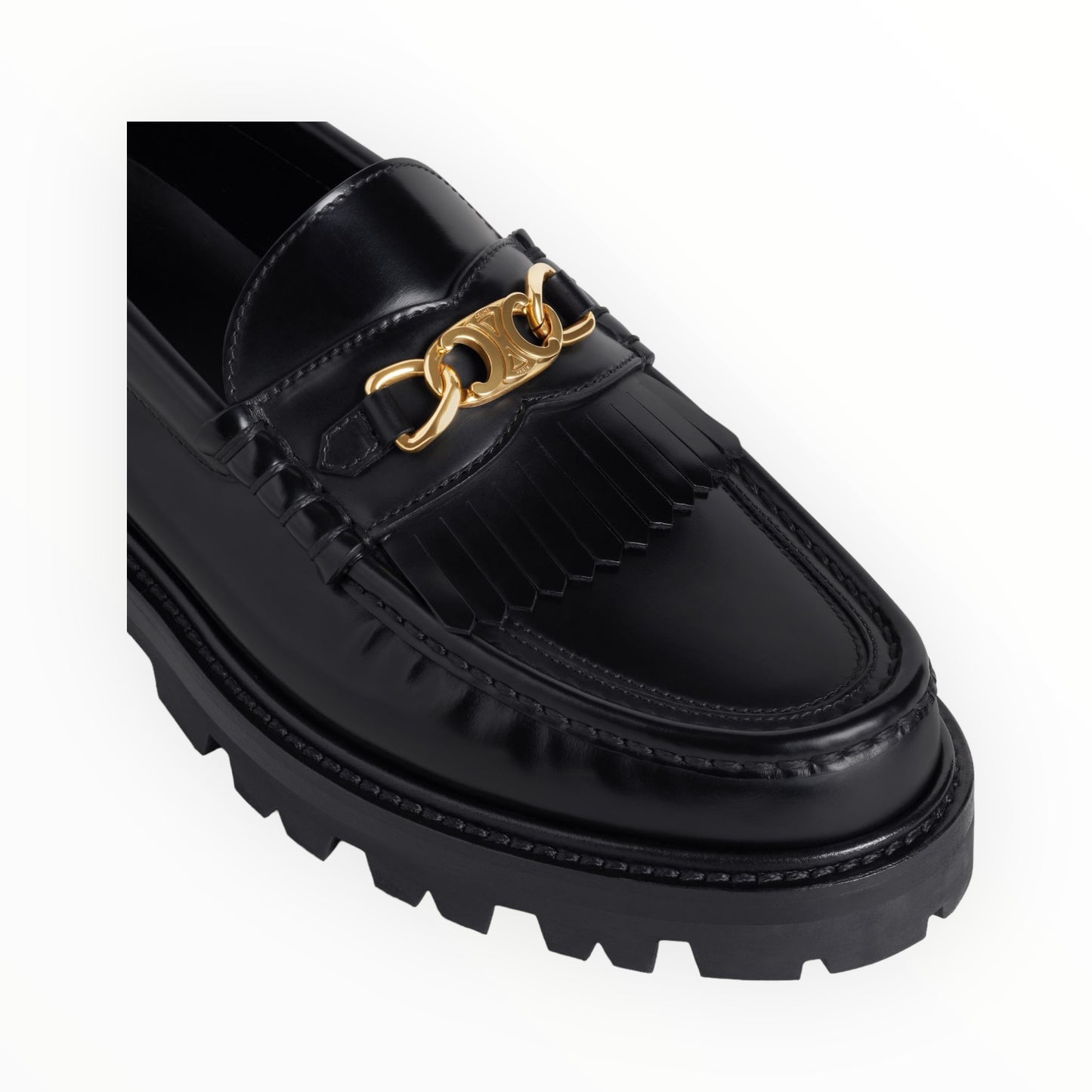 Celine Margaret Triomphe Chain Loafers - Black - Size 37