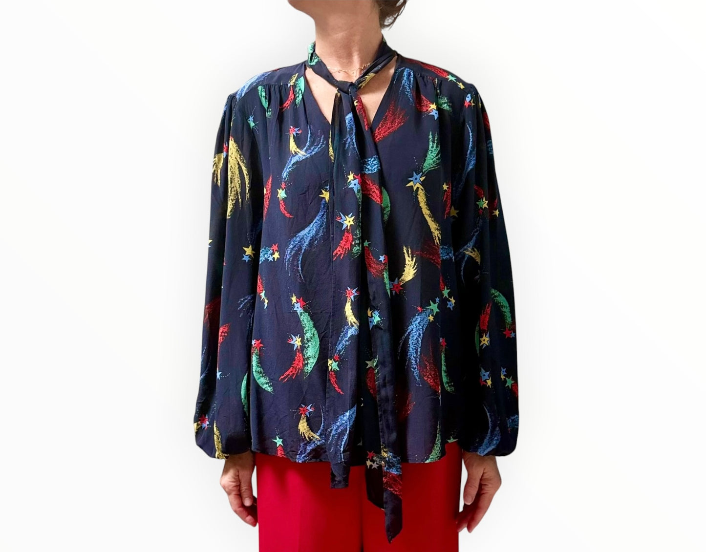 Rixo Shooting Star Print Shirt - Navy - Size L