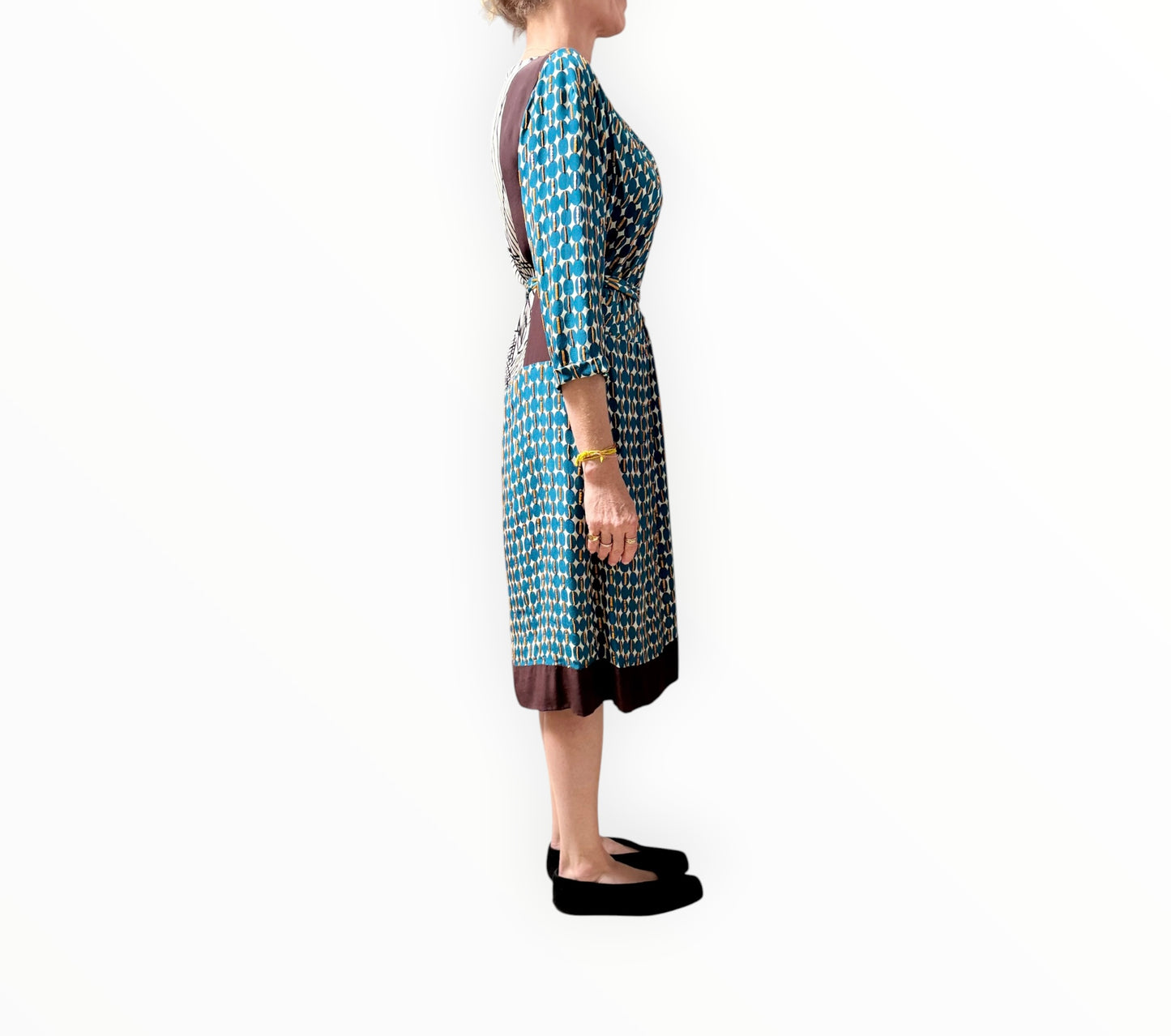 Dries Van Noten Embellished Printed Dress - Teal Multi - Size 42