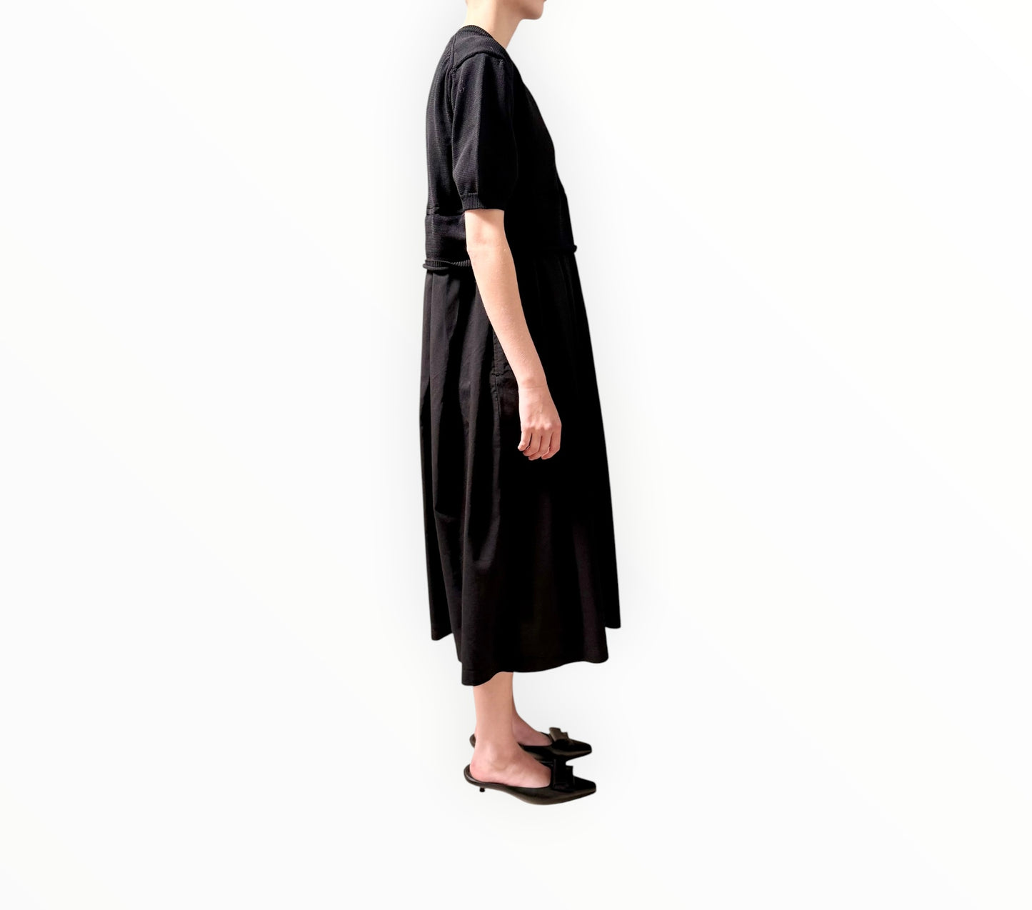 BLACK COMME des GARÇONS Layered Midi Dress - Black -Size M