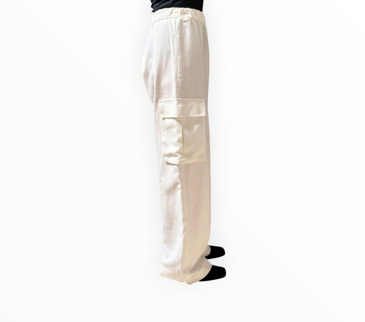 RT006224 - Enza Costa Wide-Leg Cargo Pants - Cream - Size 1