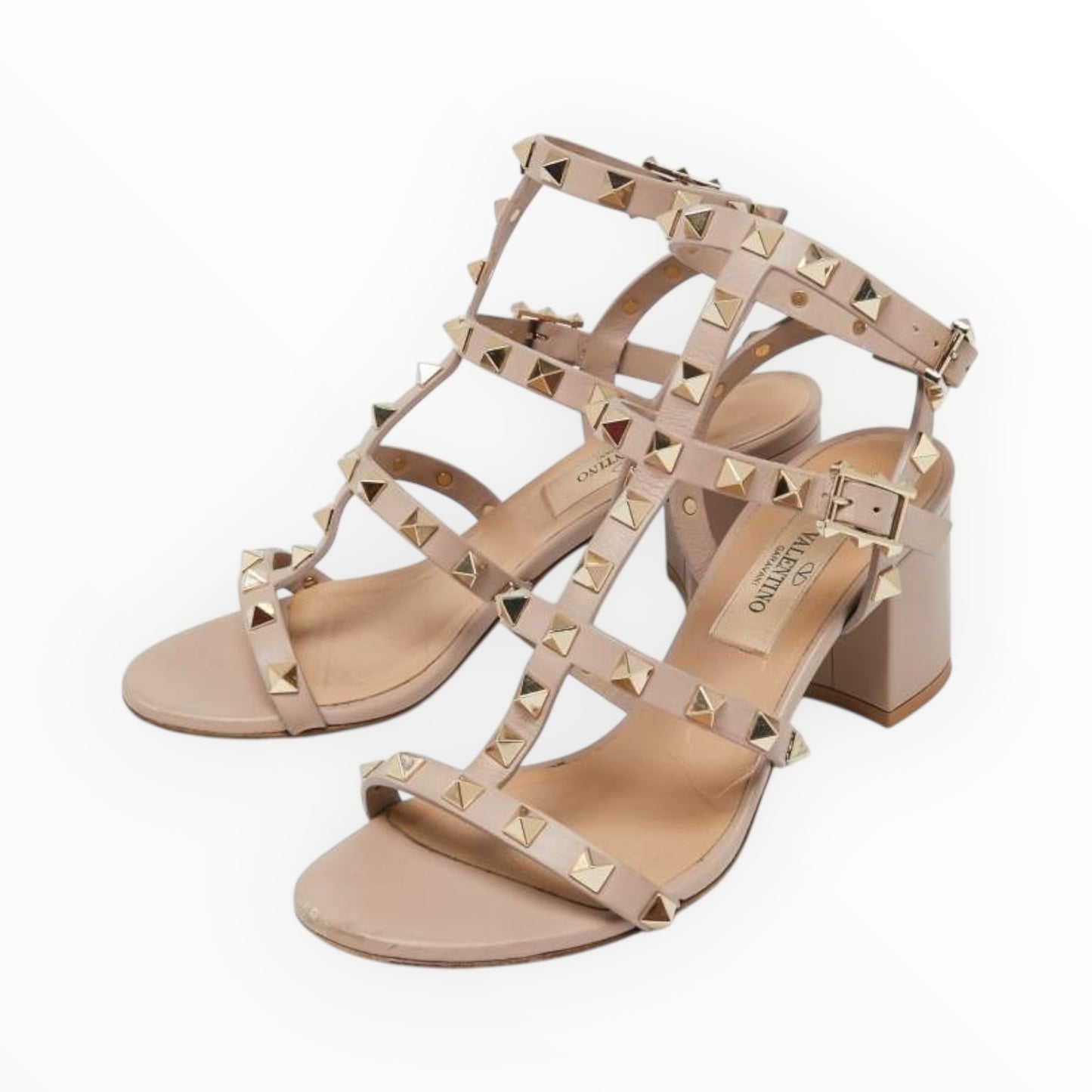Valentino Rockstud City Cage Sandals - Beige - Size 39.5