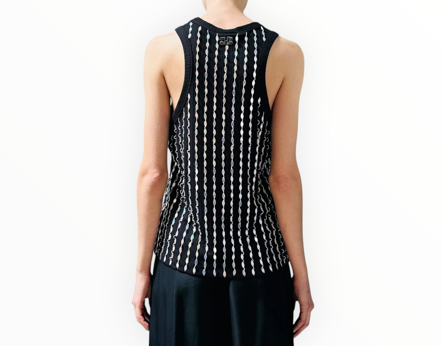 Ganni Beaded Top - Black - Size 40