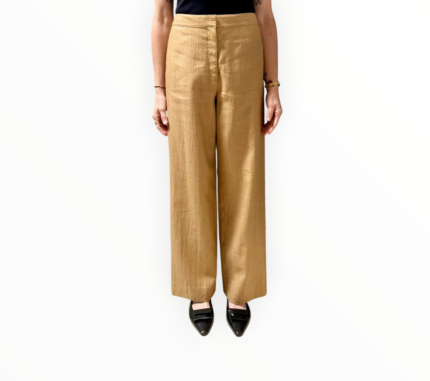 Theory Textured Flat Front Pants - Latte - Size AU8