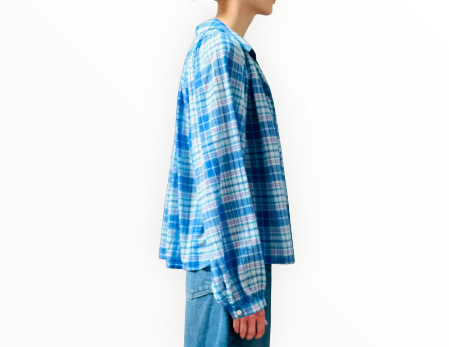 Xirena Cotton Long Sleeve Shirt - Blue Check - Size S