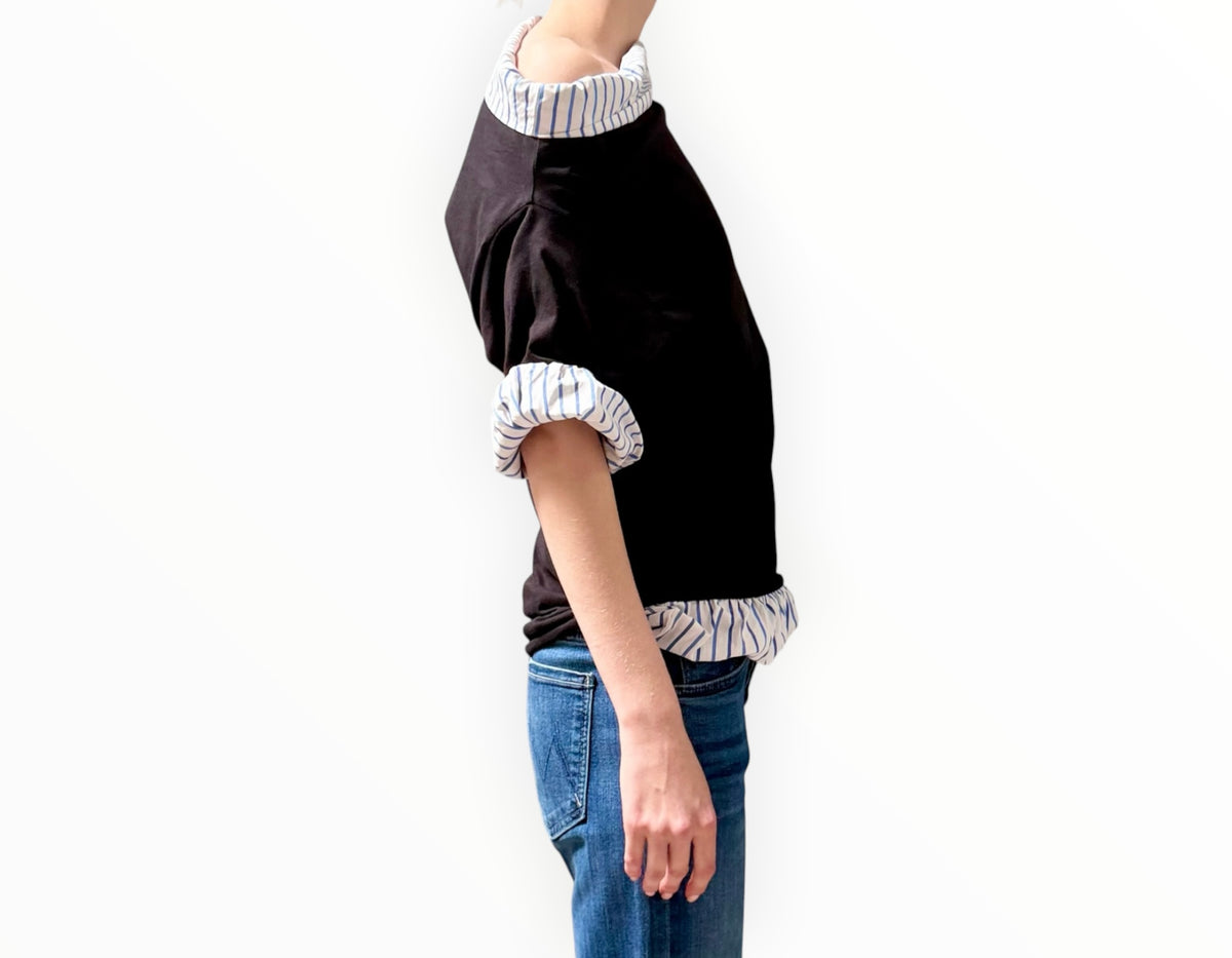 RT006505 - Dries Van Noten Double Layer Top - Navy - Size M