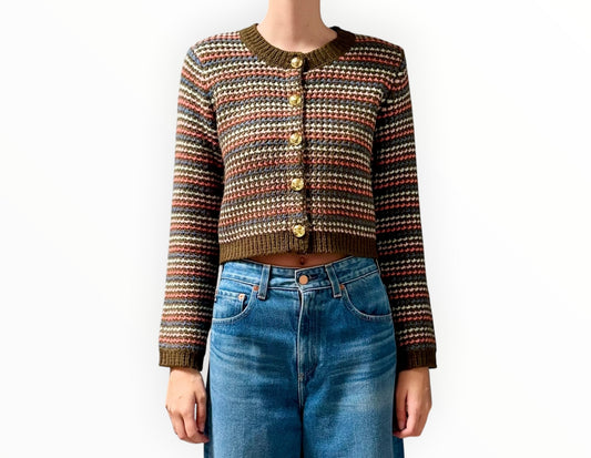 Cinq A Sept Chunky Rib Cardigan - Khaki - Size S