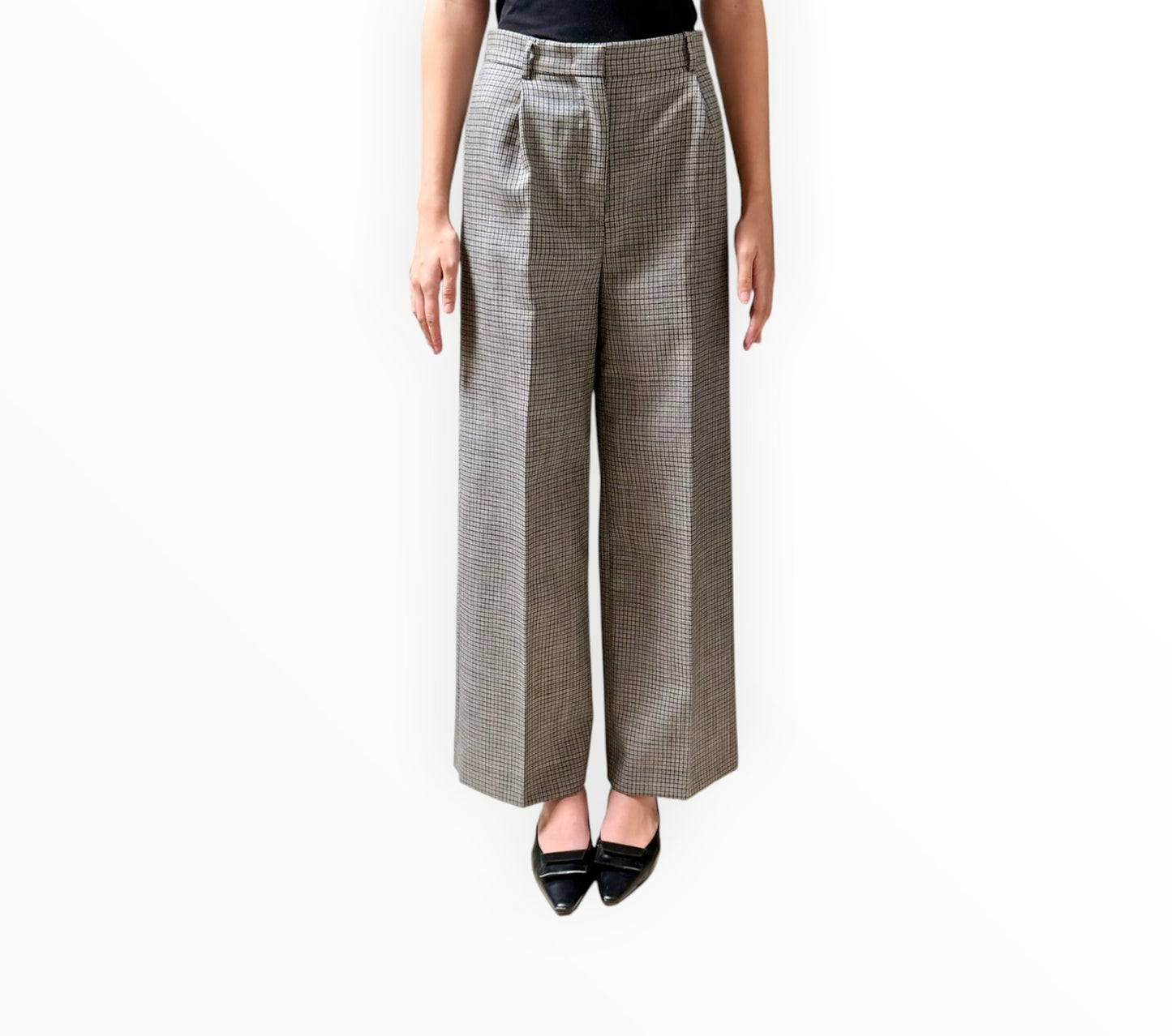 MSGM Wool Check Wide-Leg Pants - Multi - Size 40
