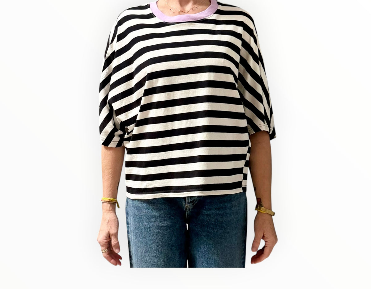 RT006326 - Bassike Striped Tee - Black/White - Size XS