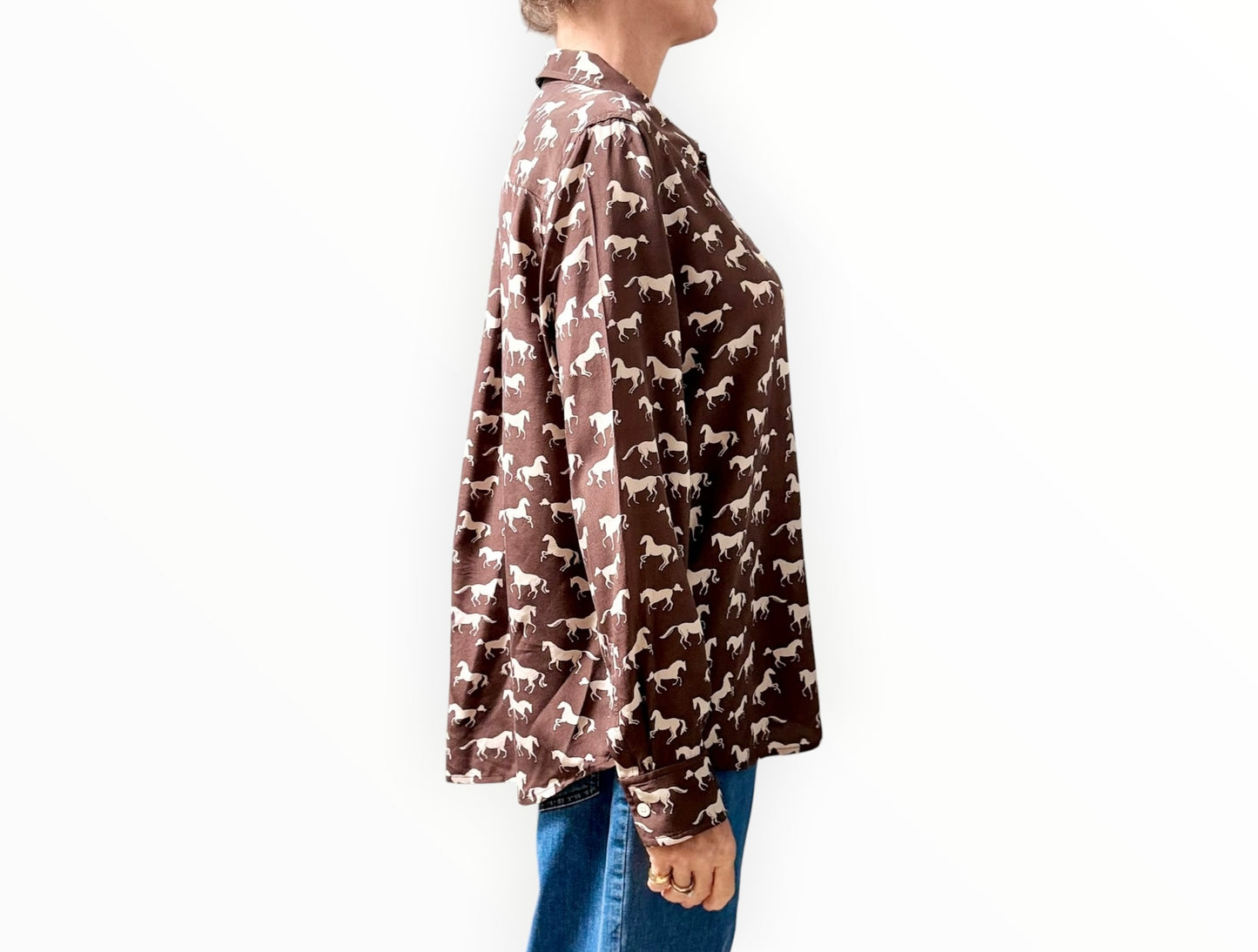 Rails Kate Horse Print Shirt - Brown/Beige - SIze L