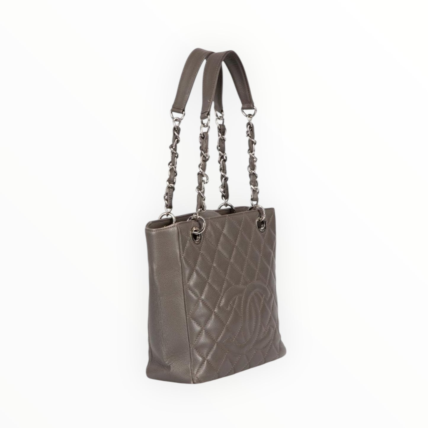 Chanel Quilted Caviar Petite Shopping Tote - Mushroom