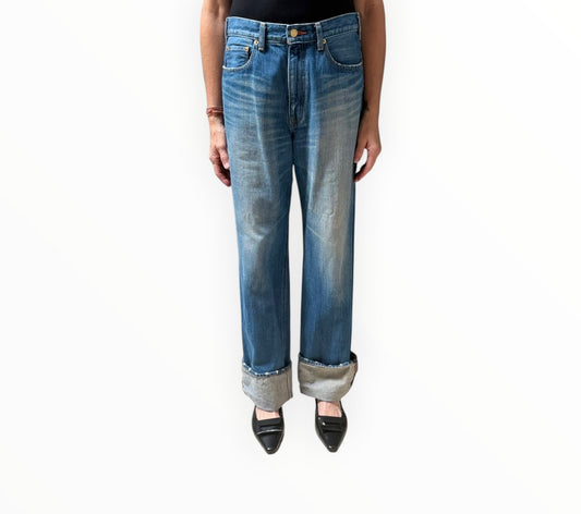 Tu Es Mon Tresor Straight Cuffed Jeans - Blue - Size 29