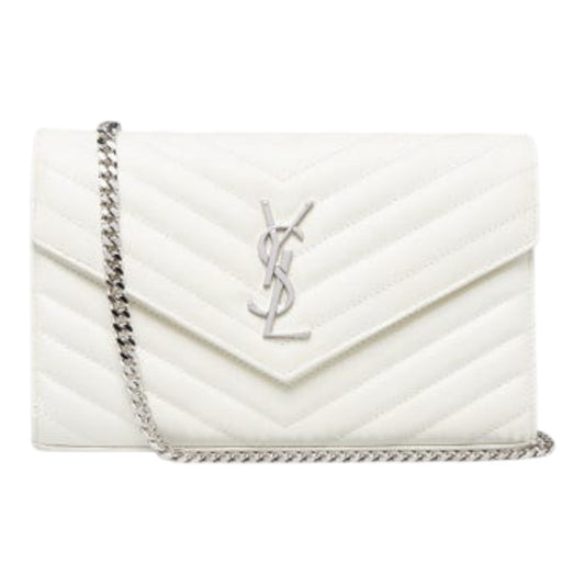 Saint Laurent Wallet on a Chain - White - Size W19cm x H13cm x D4cm