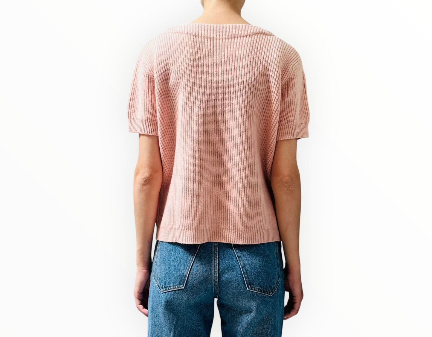 Scanlan Theodore Chunky Rib Short-Sleeve Knit - Blush Pink - Size M/L