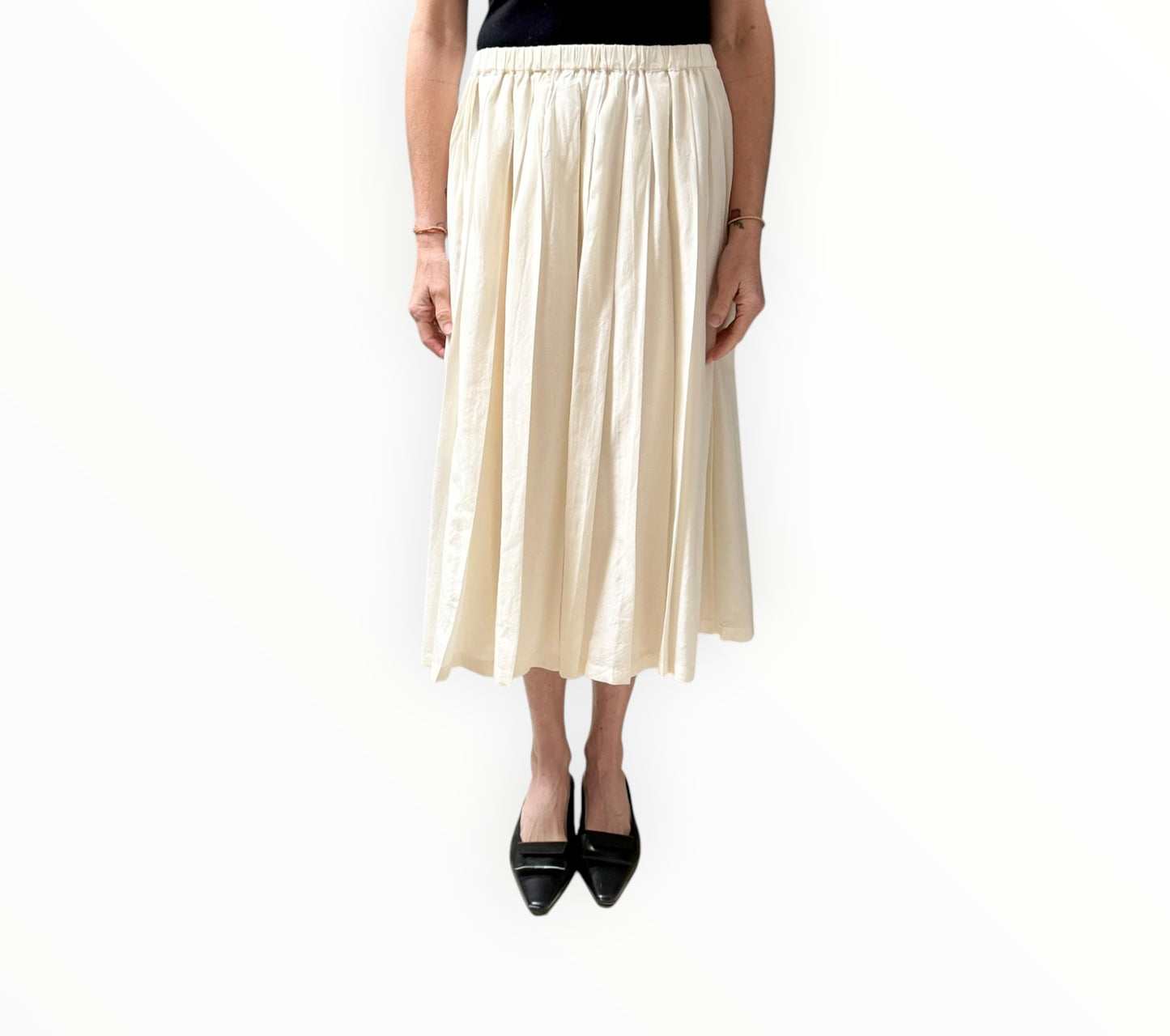 Sara Lanzi Pleated Skirt - Cream - Size S