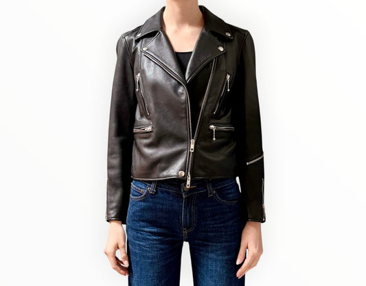 Rag & Bone Biker Leather Jacket - Black - Size 0