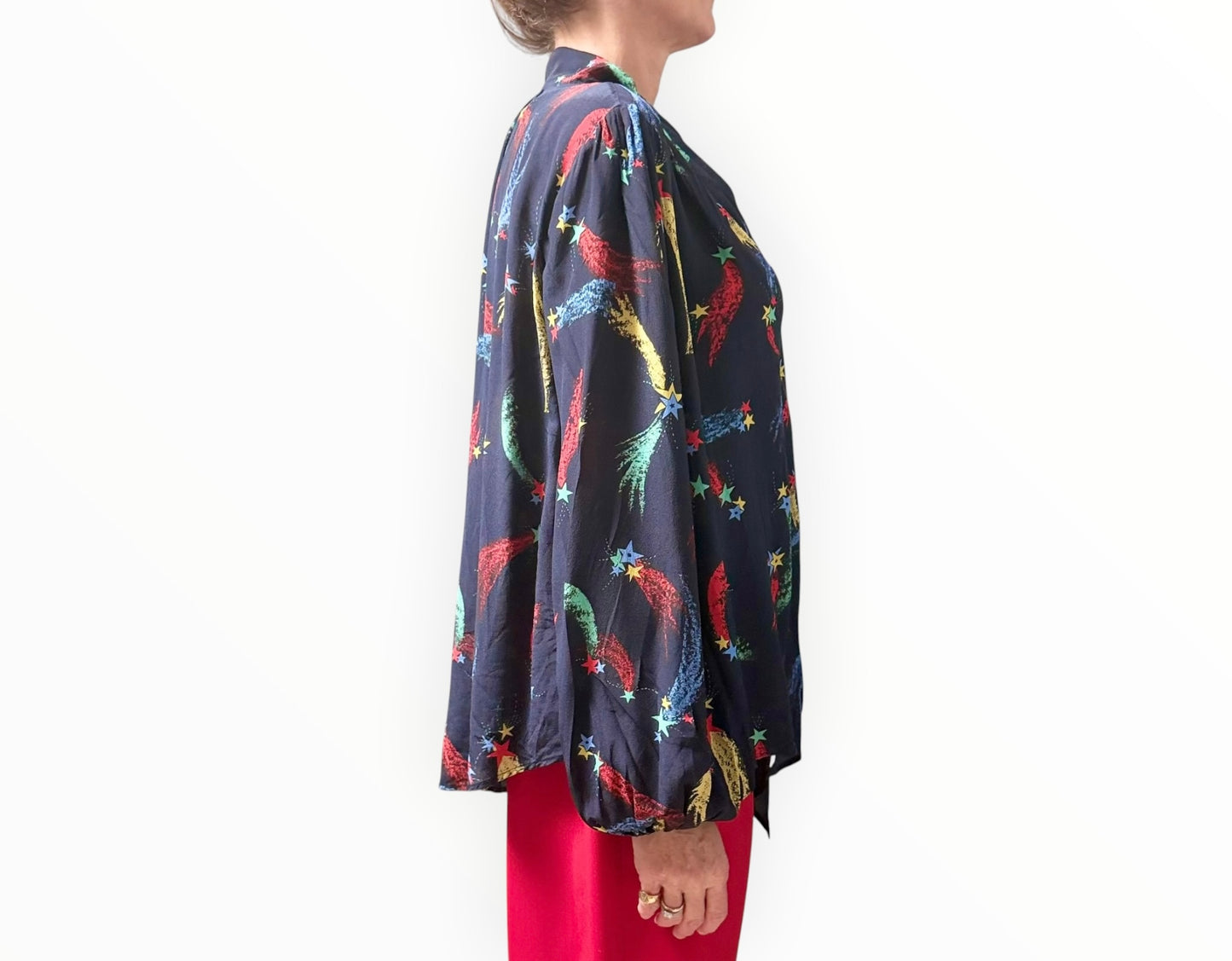 Rixo Shooting Star Print Shirt - Navy - Size L