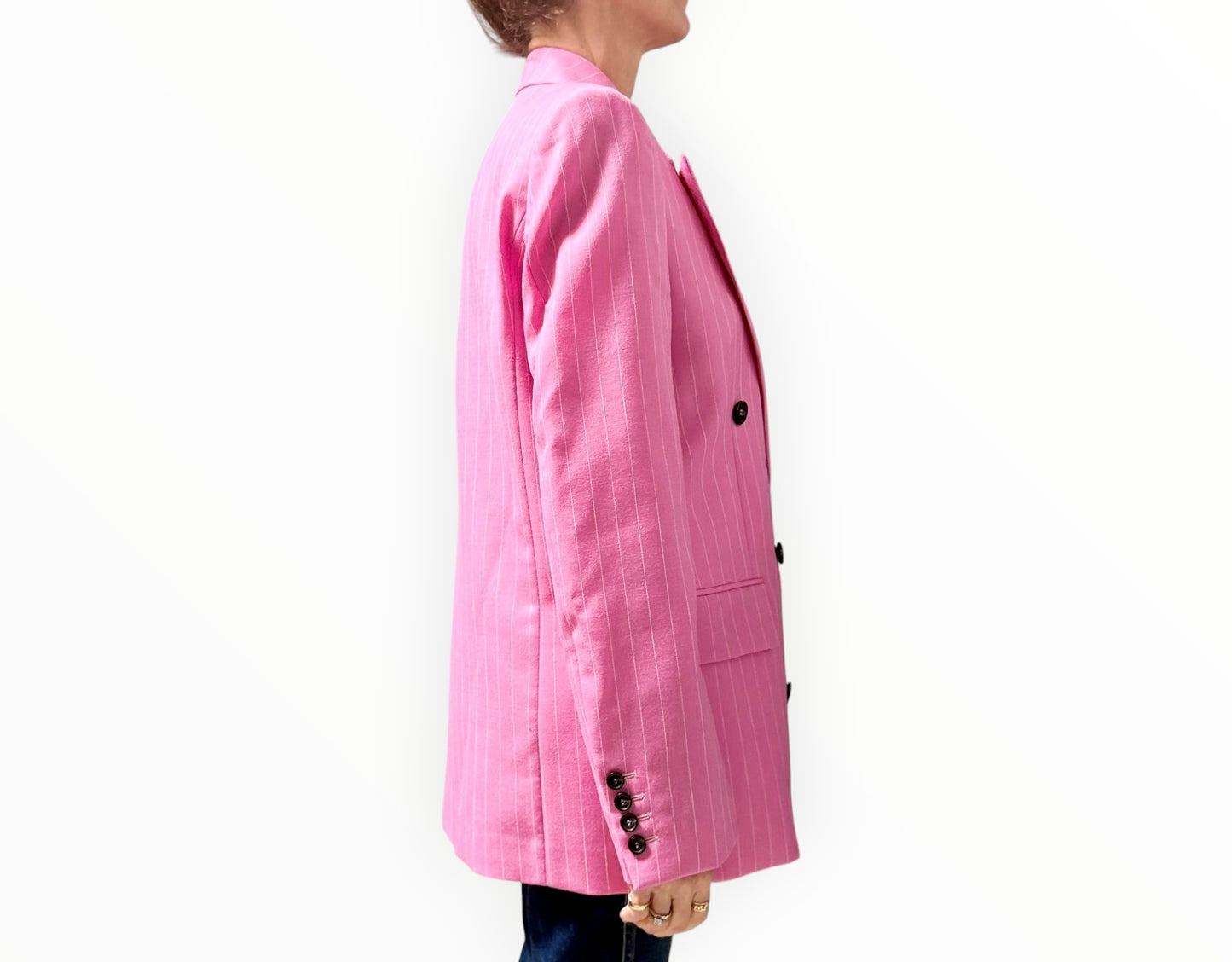 MSGM Double-Breasted Stripe Jacket - Pink/Beige - Size 42