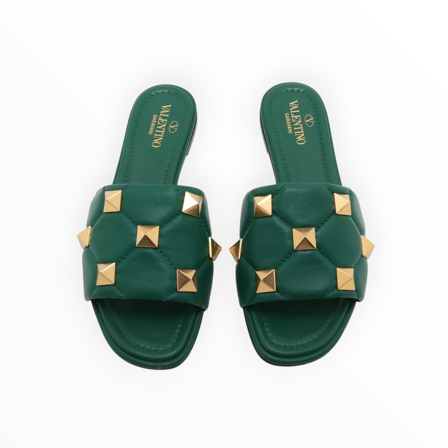 Valentino Rockstud Slides - Emerald - Size 37.5