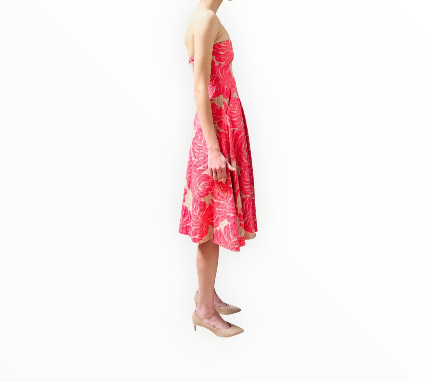 Scanlan Theodore Jacquard Strapless Dress - Pink/Beige - Size AU6