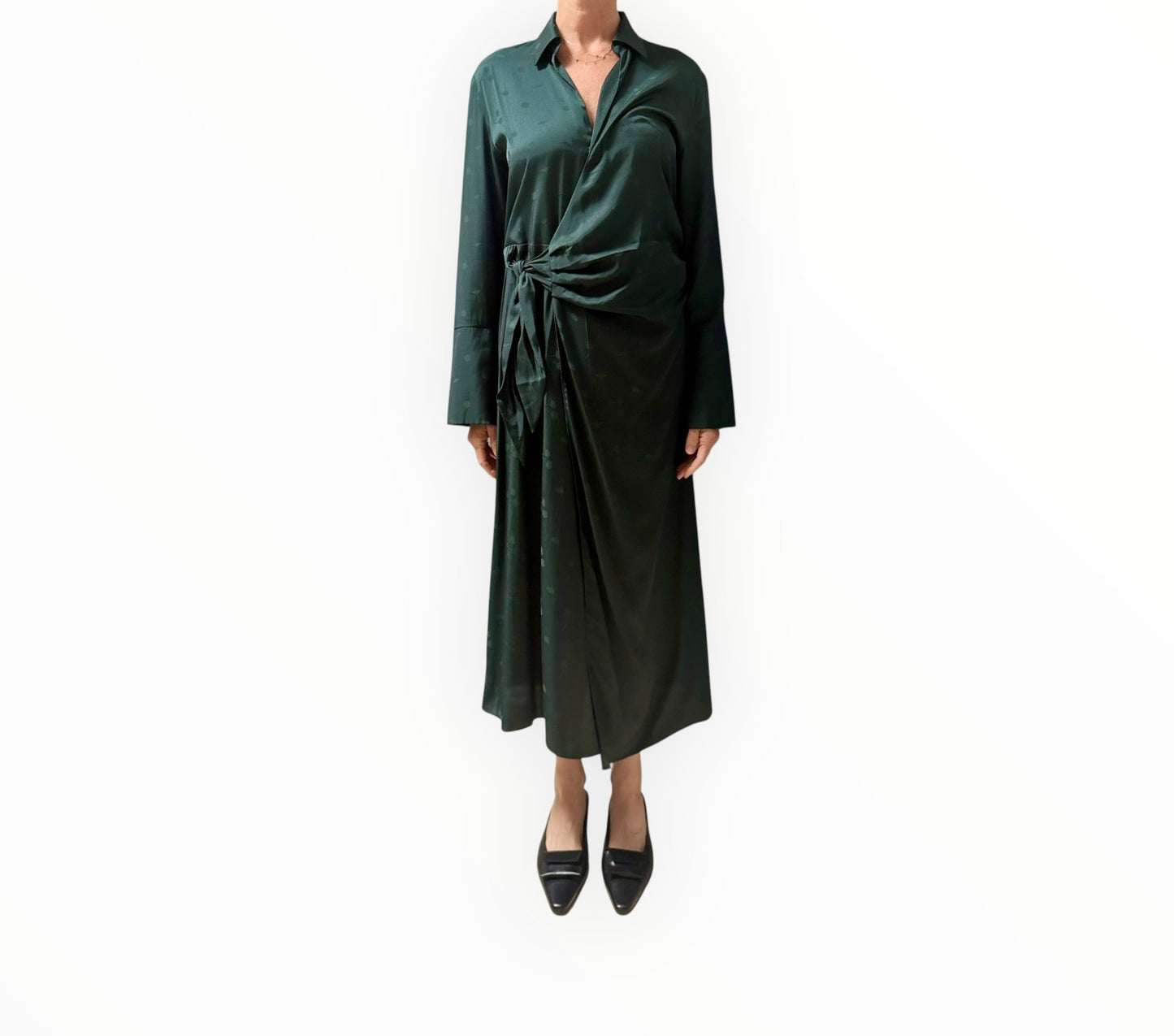 Samsoe Samsoe Jacquard Print Dress - Dark Green - Size S